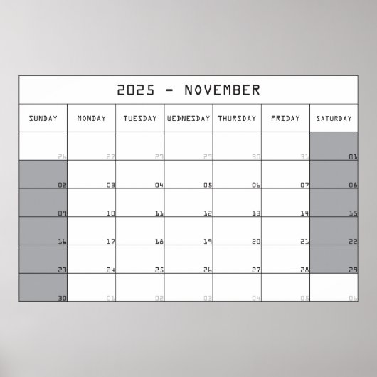 2025 Planer Kalender große Notizen Raum Poster (Vorne)