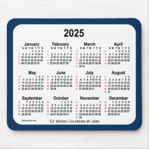 2025 Police Box Blue 52 Weeks Calendar by Janz Mousepad