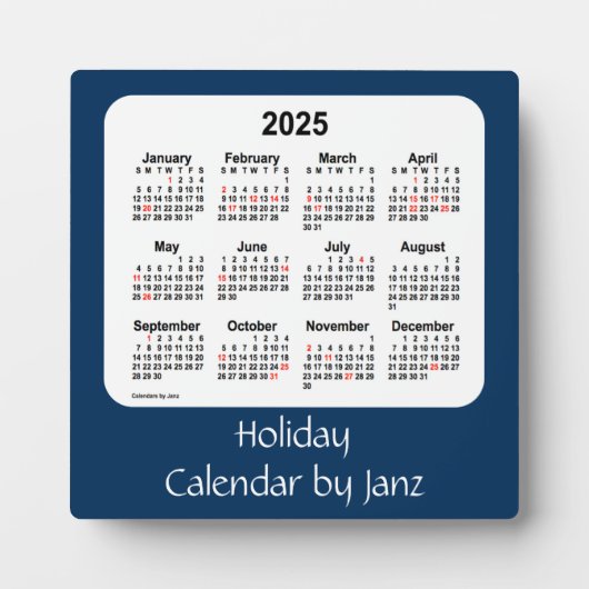 2025 Police Box Blue Holiday Calendar by Janz Fotoplatte (Vorderseite)