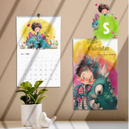 2025 Quirky Boy & Dinosaurier Cartoon Kalender