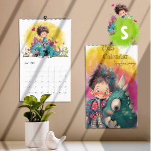 2025 Quirky Boy & Dinosaurier Cartoon Kalender