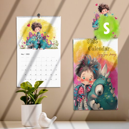 2025 Quirky Boy & Dinosaurier Cartoon Kalender