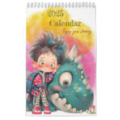 2025 Quirky Boy & Dinosaurier Cartoon Kalender (Titelbild)