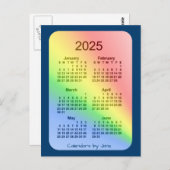 2025 Rainbow Blue 6 Month Mini Calendar by Janz Postkarte (Vorne/Hinten)