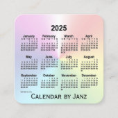 2025 Rainbow Shimmer Calendar von Janz Quadratische Visitenkarte (Vorderseite)