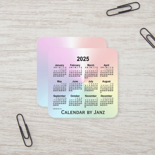 2025 Rainbow Shimmer Calendar von Janz Quadratische Visitenkarte (Vorderseite/Rückseite Beispiel)