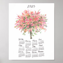 2025 Rainbow Shower Tree Watercolor Kalender