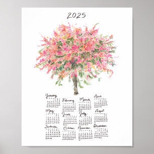 2025 Rainbow Shower Tree Watercolor Kalender Poster