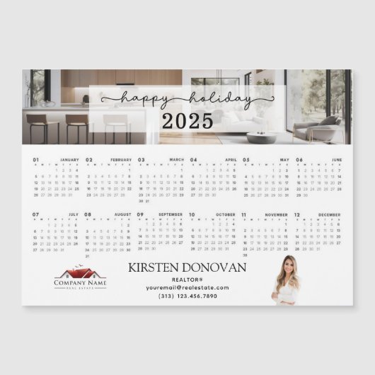 2025 Real Anwesen Realtor Marketing Kalender Magnetkarte (Vorderseite)