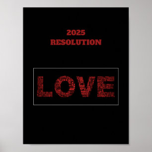 2025 RESOLUTION LIEBE Modernes rotes Design Poster
