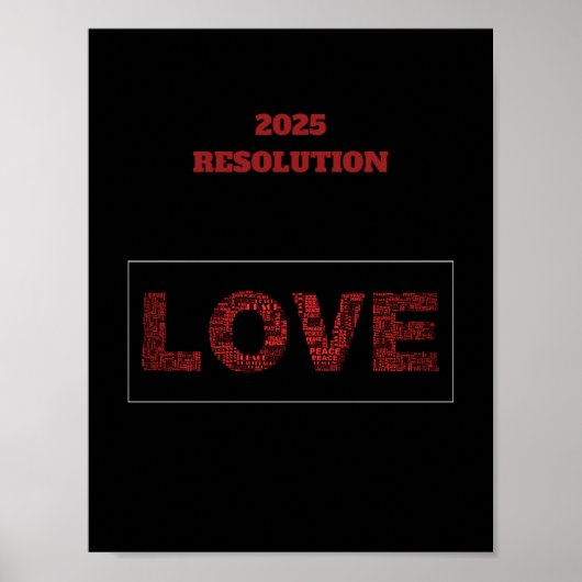 2025 RESOLUTION LIEBE Modernes rotes Design Poster (Vorne)
