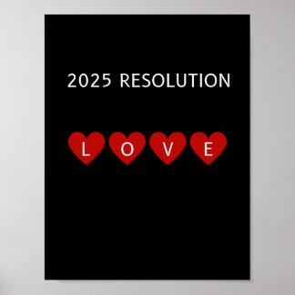 2025 RESOLUTION LIEBE Rote Herzen Mauer Kunst Poster