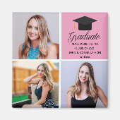 2025 Rosa Abschluss Collage Chic Graduate Magnet (Vorne)