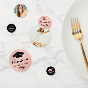 2025 Rose Gold Custom Foto Graduation Party Konfetti
