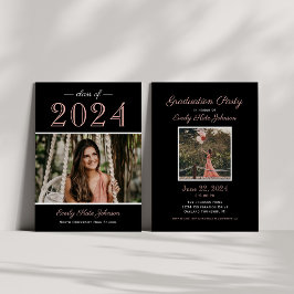 2025 Rose Gold Foto Graduation Party Einladung