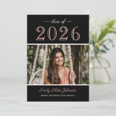2025 Rose Gold Foto Graduation Party Einladung (Stehend Vorderseite)