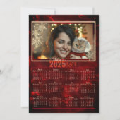 2025 Roter Foto-Kalender Feiertagskarte (Vorderseite)