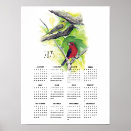 2025 Scarlet Tanager Couple Poster Calendar