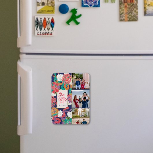 2025 Schlange Blume Chinesisch Neues Jahr 3 Fotos Magnet