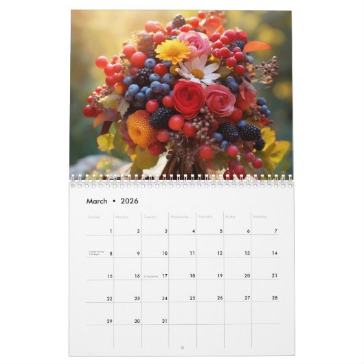 2025. Schöne, helle Blume Kalender (Mär 2026)