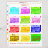 2025 Schriftart Bolzengewebe 12 Farbmonate (Vorne/Hinten)