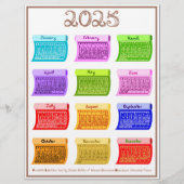 2025 Schriftart Bolzengewebe 12 Farbmonate Briefbogen (Vorderseite)