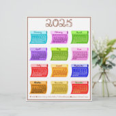 2025 Schriftart Bolzengewebe 12 Farbmonate Briefbogen (Stehend Vorderseite)