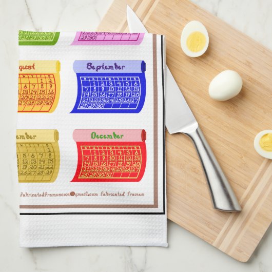 2025 Schriftart Bolzengewebe 12 Farbmonate Geschirrtuch (Viertel Falte)