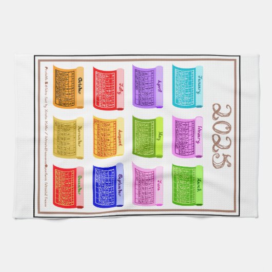 2025 Schriftart Bolzengewebe 12 Farbmonate Geschirrtuch (Horizontal)