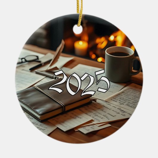 2025 Schriftsteller Keramik Ornament (Vorne)