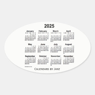 2025 Schwarz-Weiß-Kalender von Janz Oval Sticker