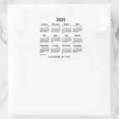 2025 Schwarz-Weiß-Kalender von Janz Oval Sticker (Tasche)