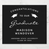 2025 Schwarz-weißer Script Cap Abschluss Schaumweinetikett (Einzelnes Label)