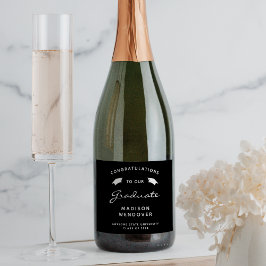 2025 Schwarz-weißer Script Cap Abschluss Schaumweinetikett