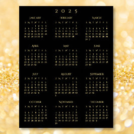 2025 Schwarzes Gold Zuhause Office-Kalender Poster