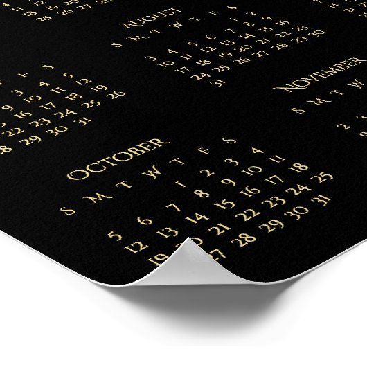 2025 Schwarzes Gold Zuhause Office-Kalender Poster (Ecke)