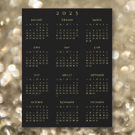 2025 Schwarzes Jahr-Kalender-Magnet für Schwarzes  Magnetkarte