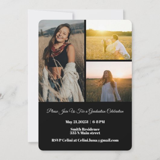 2025 Senior Announcement Card - Minimalistisch Gra Einladung (Rückseite)