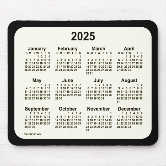 2025 Sepia zum Schwarzen Kalender von Janz Two Ton Mousepad (Vorne)
