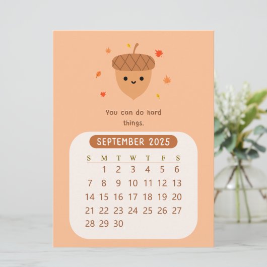 2025 September Monatlicher Niedlicher Motivierend Einladung (Stehend Vorderseite)