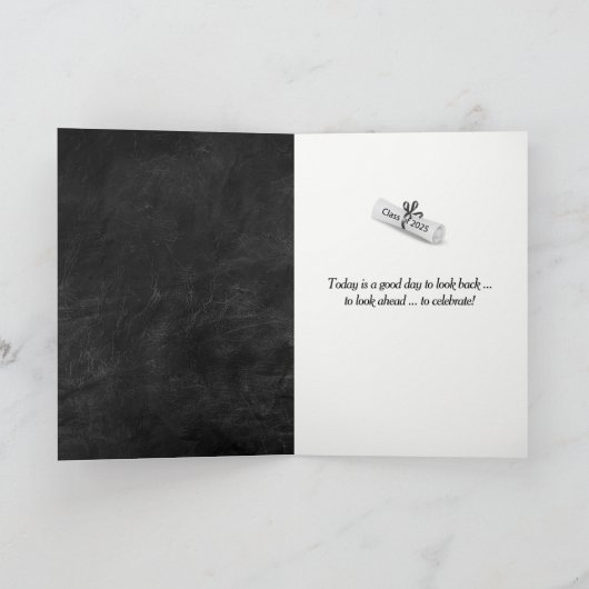 2025 Silberner Abschluss Laurel Wreath Leather Karte (Innenseite)