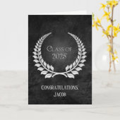 2025 Silberner Abschluss Laurel Wreath Leather Karte (Gelbe Blume)