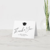 2025 Simple Script Schwarz-weiß Foto Abschluss Dankeskarte (Vorderseite)