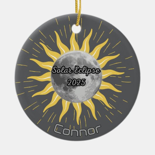 2025 Solar Eclipse Celebration Party Keramik Ornament (Vorne)