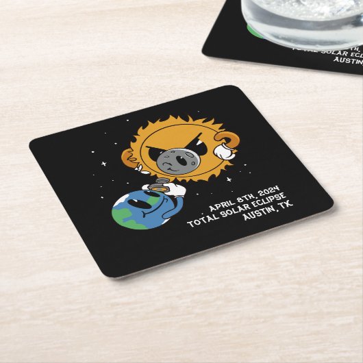 2025 Solar Eclipse Photobomb Personalisiert Rechteckiger Pappuntersetzer (angewinkelt)