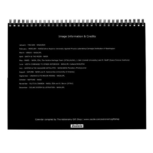 2025 Solar System Space Astronomy Planets Universe Kalender (Rückseite)