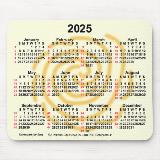 2025 Sonnentage 52 Wochen ISO Kalender von Janz Mousepad
