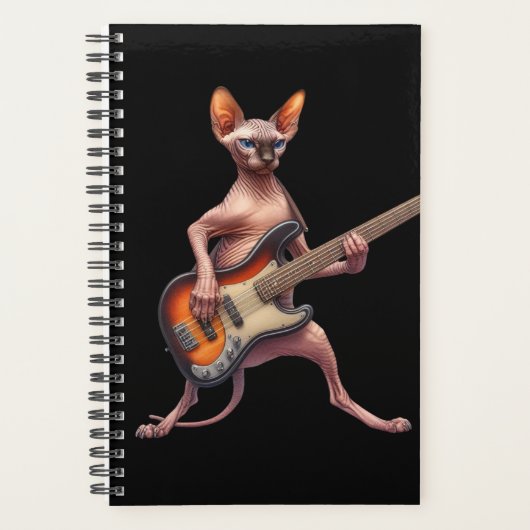 2025 Sphynx Cat Calendar Bass Player Musiker Planer (Vorderseite)