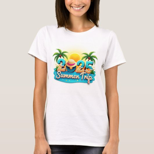 2025 Summer Trip 🌴 Colorful Beach Theme Tee (Vorderseite)