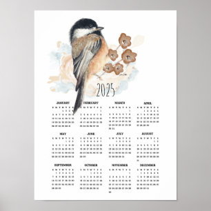 2025 Süßer Chickadee Poster Kalender